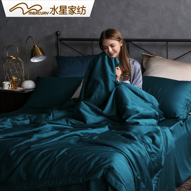 水星家纺100%桑蚕丝夏凉薄被