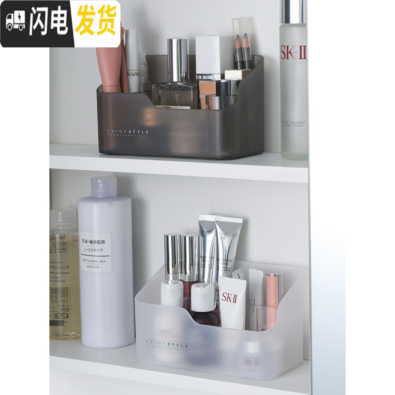 三维工匠 镜柜收纳盒桌面化妆品整理盒 梳妆台分格护肤品口红置物架高清大图