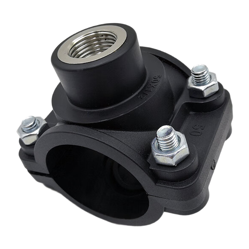 鸣固 PE50*1/2不锈钢内丝鞍座 三通钢内丝接口 PE管道快速抢修补漏 鞍座分水器水管增接口配件