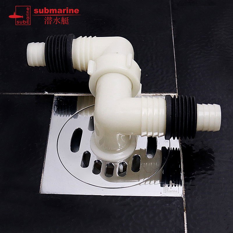 潜水艇(submarine)洗衣机地漏全铜防臭全封闭地漏面板防臭防虫防呛水双头XTF-10