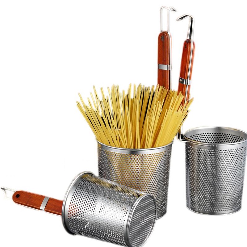 粉篱 不锈钢捞勺 煮面烫粉捞面网篓 平底漏勺 18cm高清大图