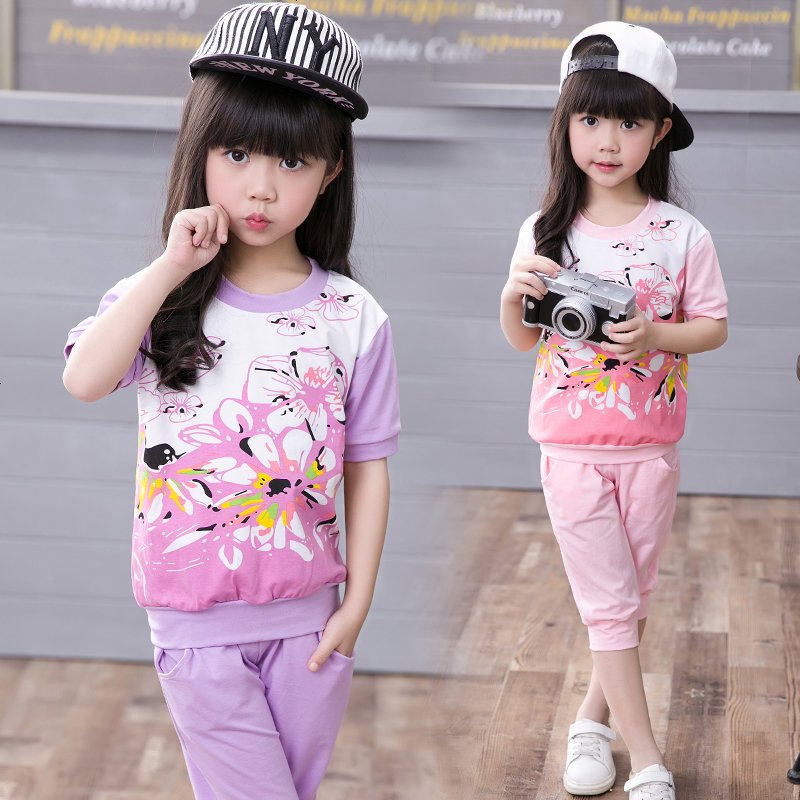女童夏装运动套装2018新款童装小女孩夏款半袖儿童夏季休闲衣服潮