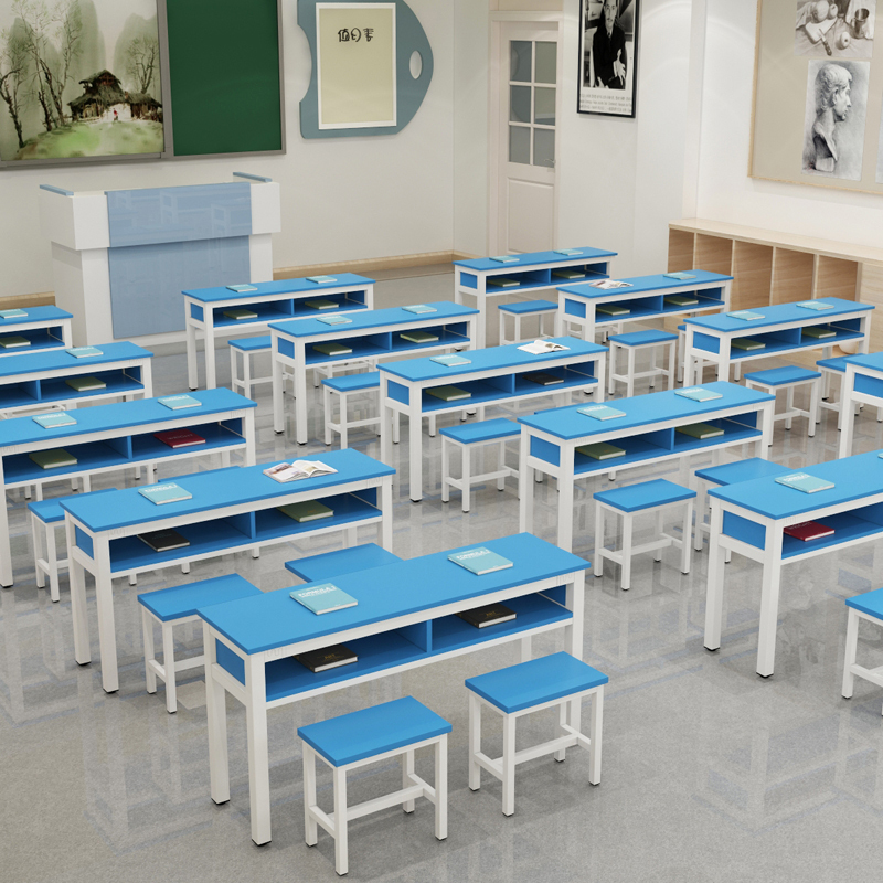 可恩中小学生书桌教室用辅导班托管班补习班课桌椅学校单双人培训桌子