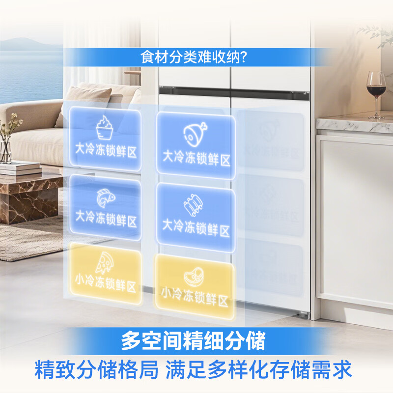 容声小冰熊Pro508L十字门嵌入式冰箱深冻大容量一级能效风冷无霜变频白色 BCD-508D30CZLBP白高清大图