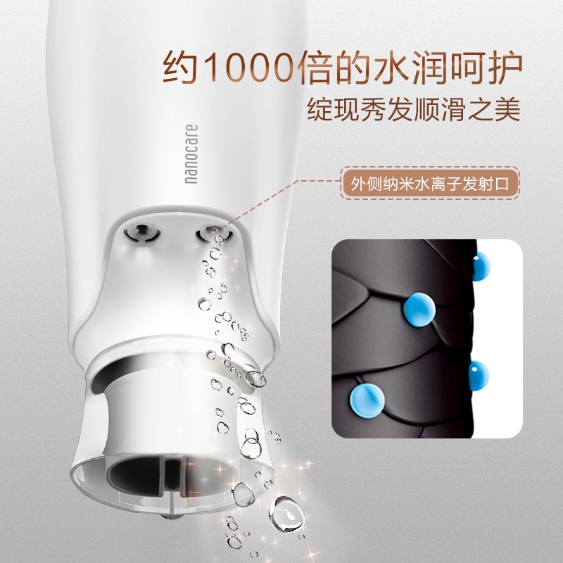松下(Panasonic)电吹风机家用铂金负离子纳诺怡大功率1600W吹风筒电风吹恒温护发 EH-NA46-W高清大图