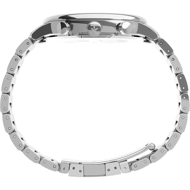 TIMEX天美时芝加哥风情石英计时男表mm银色表壳黑盘不锈钢表带高清大图