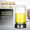 富光玻璃杯双层大容量带把手办公水杯 带盖有滤网玻璃茶杯子水杯 570ml蓝色[B款]