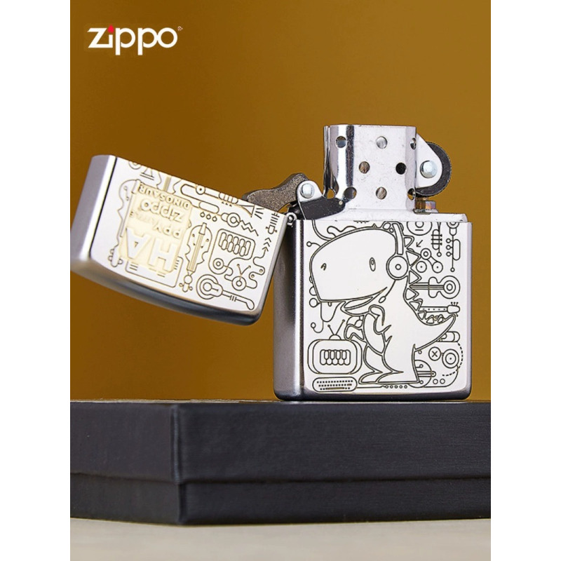 官方正品zippo打火机音乐恐龙zipoo芝宝煤油防风打火机送礼创意