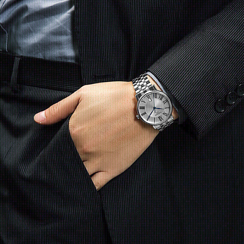 天梭(TISSOT)瑞士手表 卡森臻我系列腕表 钢带石英男表T122.410.11.033.00