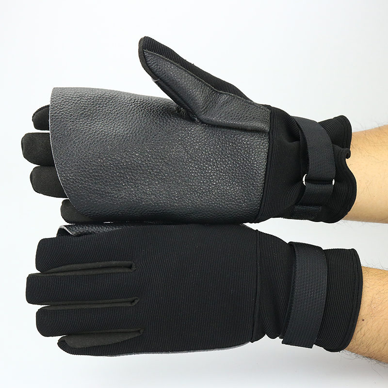 黑色xl下滑皮手套机降手套速降真牛皮户外登山攀岩加厚耐磨滑降索降