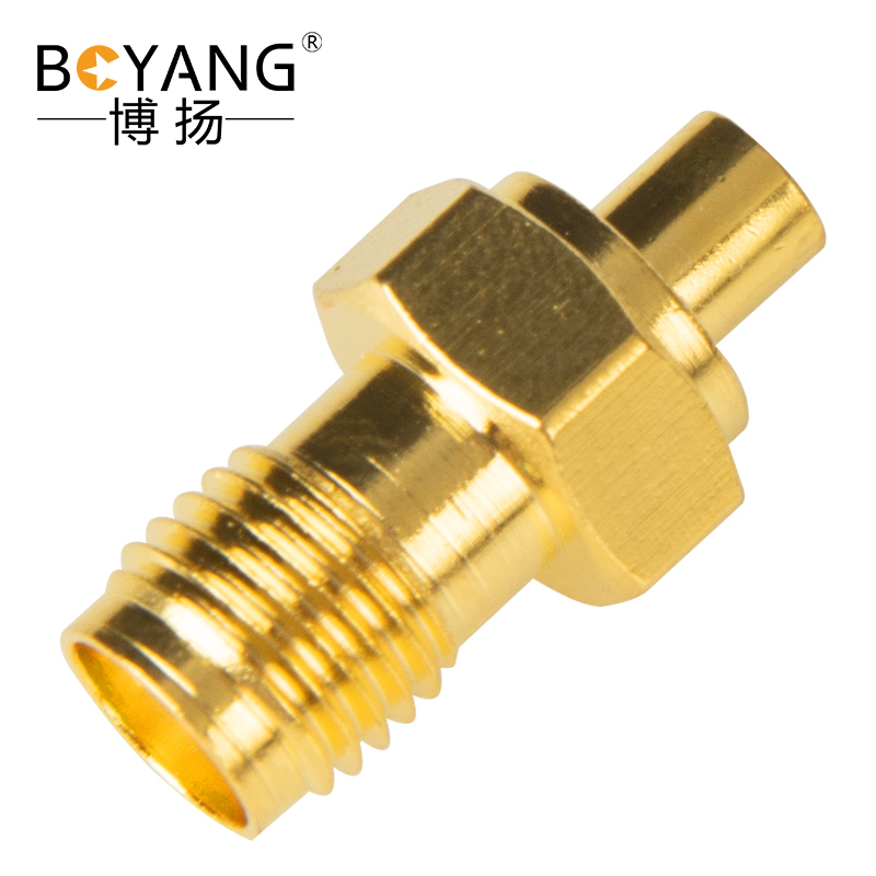 博扬 高频射频同轴转接器50欧SMA母转MMCX母转换器 SMA母转MMCX母转接头1个装 BY-SMA/MMCX-KK