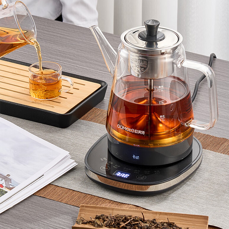 欧美特煮茶器1L恒温智能玻璃手柄壶嘴煮茶器OMT-PC1009