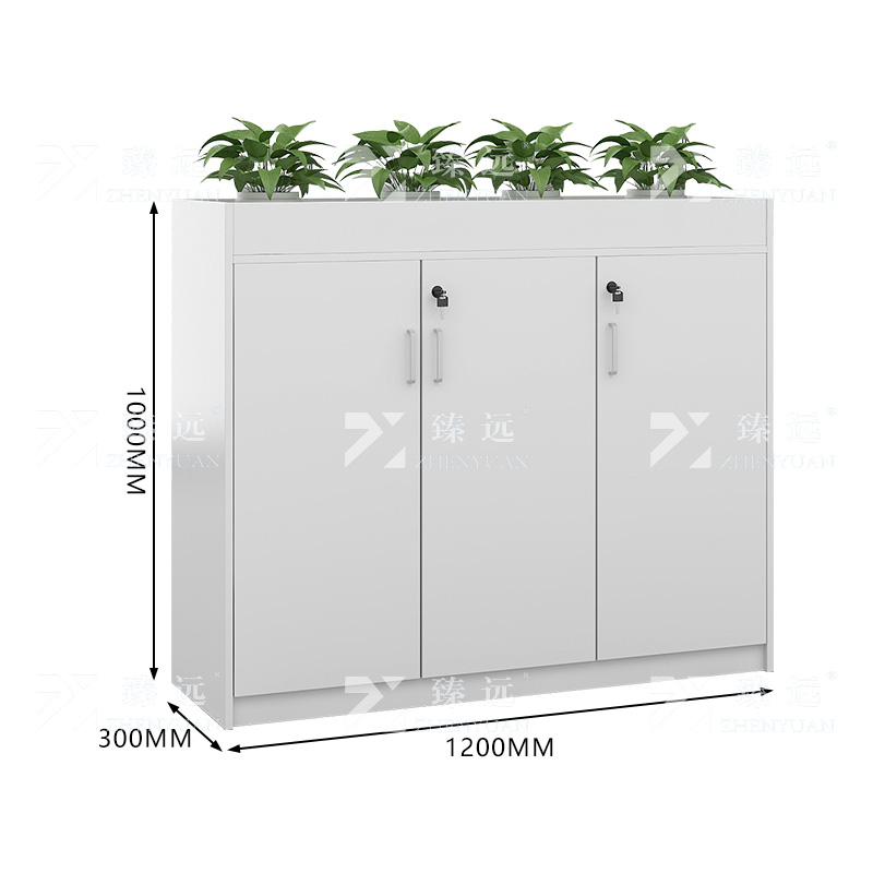 臻远ZY5011022花槽柜办公室矮柜墙边柜 三门柜 白色 1200*300*1000高清大图