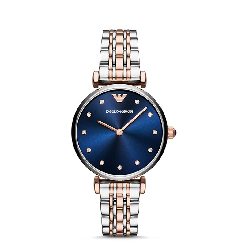 阿玛尼（Emporio Armani)手表 女士混色钢带休闲 水钻小巧石英腕表 AR11092