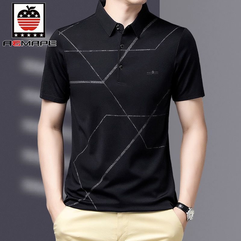 爱曼普正品男士棉POLO衫男中青老夏季休闲打底衫男大码爸爸装上衣