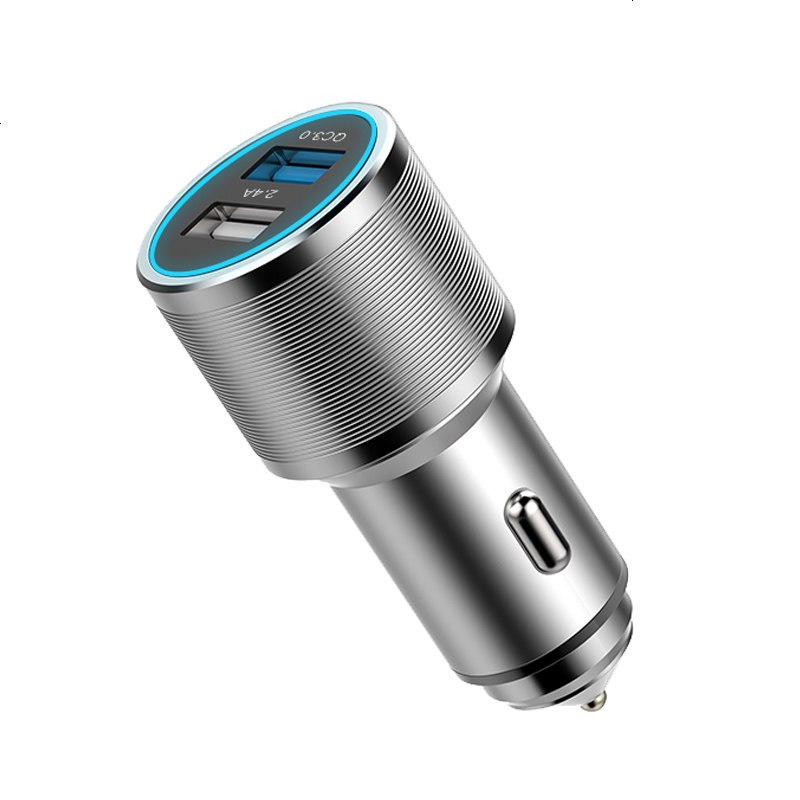 车载充电器头快充一拖二汽车充12V通用型多功能点烟器usb转接口