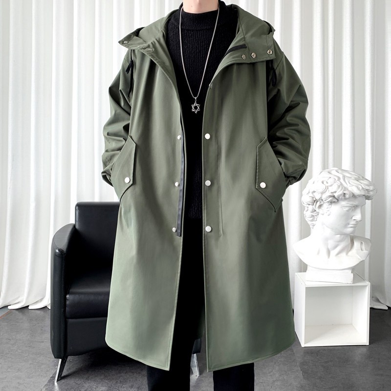 春季男士风衣中长款外套2022新款潮流冬款披风大衣男加厚秋冬男装wsng