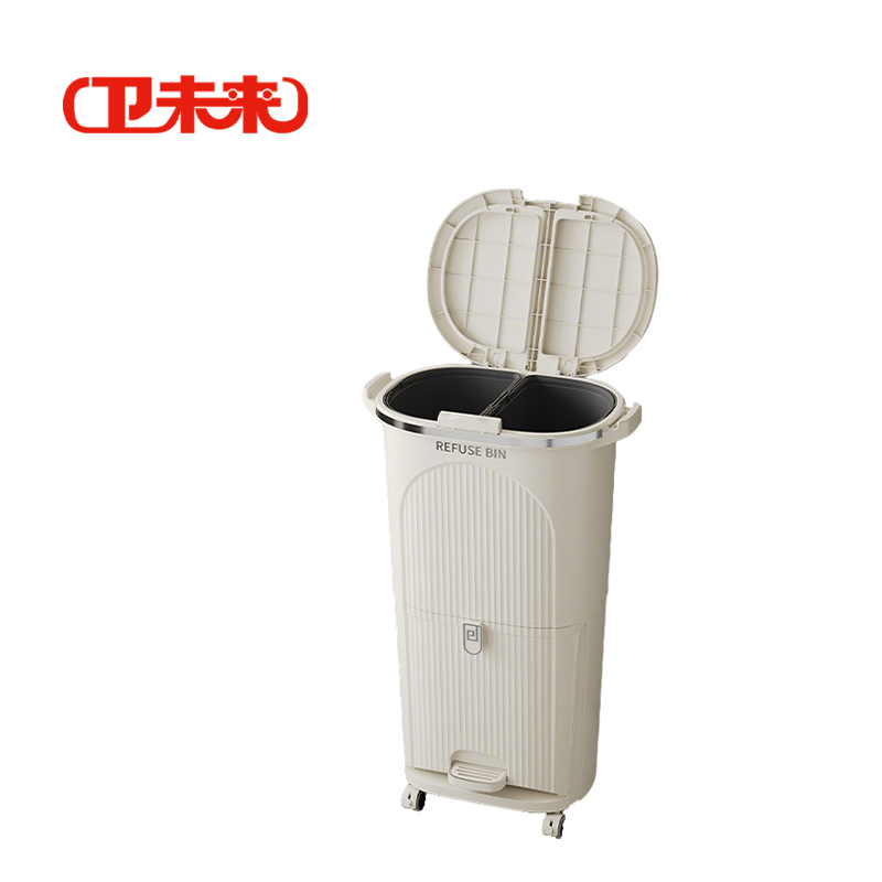 卫未来 分类垃圾桶 双盖双内桶二层 个高清大图