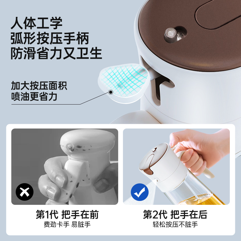 GRAREY格瑞亚倒喷两用油壶厨房家用雾化一体喷壶油瓶罐食品级550m 黑色/白色 2个装高清大图