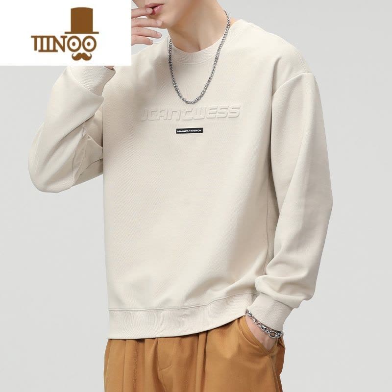 YANXU卫衣潮牌男夏款感圆领长袖T恤美式潮流痞帅上衣服男款图片