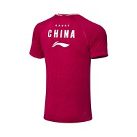 李宁羽毛球比赛服男士羽毛球系列速干一体织修身针织上衣