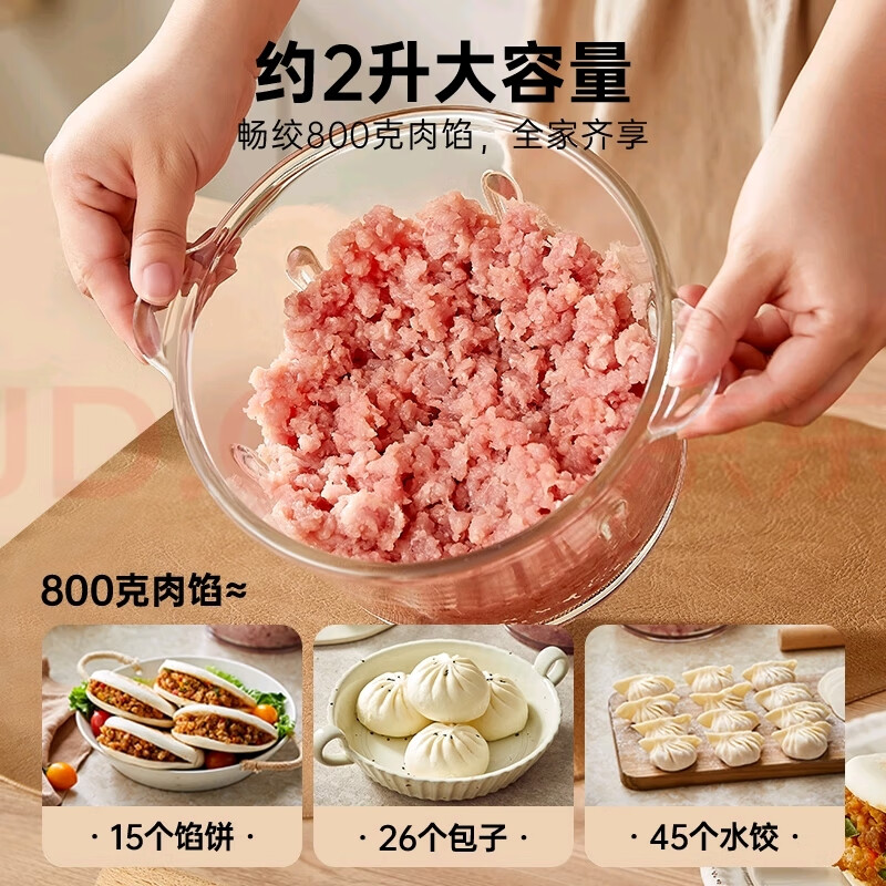 小熊(Bear)绞肉机家用 绞馅机 碎肉机 电动多功能料理搅拌机打肉机饺子肉馅蒜蓉机 搅肉机QSJ-E03C8 约2L高清大图