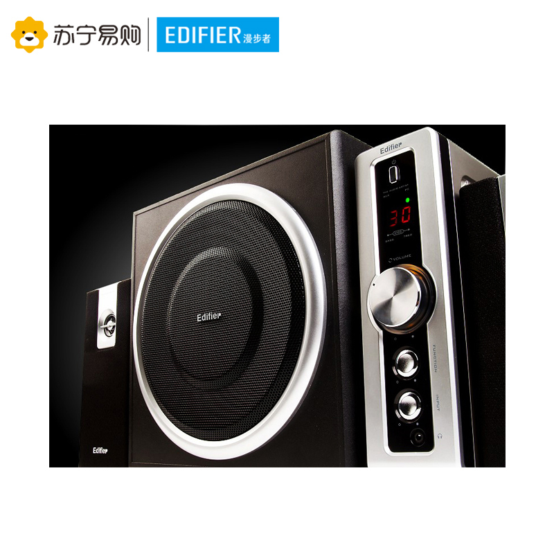 漫步者(EDIFIER)C2 多媒体2.1声道+功放电脑音箱 木质低音炮音响 黑色