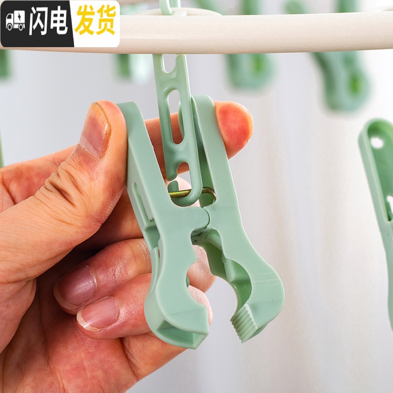 三维工匠家用多夹子凉晒袜子塑料晒衣架阳台折叠内衣内裤晾晒架圆盘晾衣夹 32夹抹茶绿 1个高清大图
