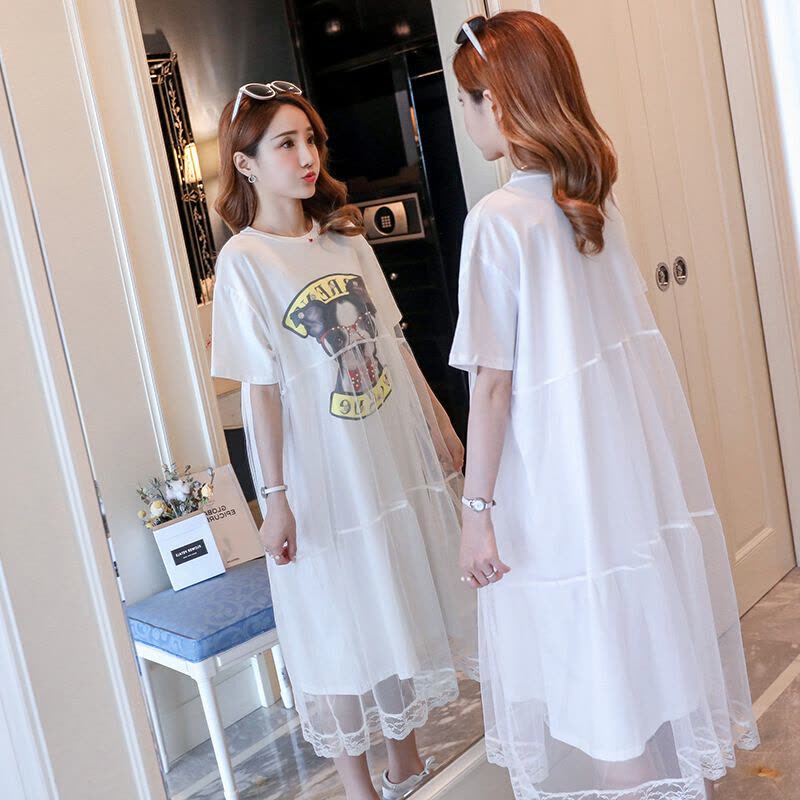 迪鲁奥(DILUAO)2021产后辣妈款喂奶衣初早期怀孕2345-678-9个月的衣服孕妇妈妈装夏季网纱 白色图片