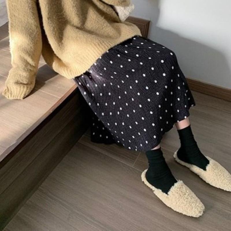 孕妇裙子春秋2021新款孕妇波点孕妇半身裙女中长款托腹A字裙长裙 黑色[丝绒百褶裙] M
