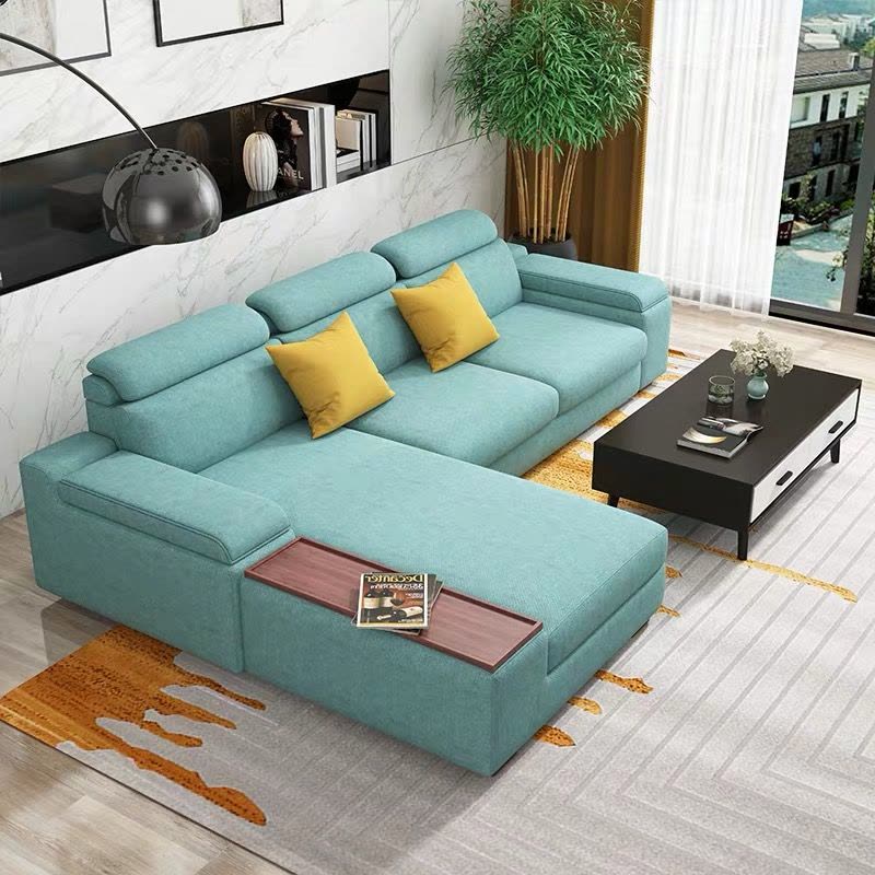 布艺沙发现代简约可拆洗客厅转角家具三人位小户型乳胶科技布图片