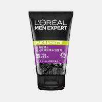 欧莱雅(LOREAL)男士控油炭爽抗黑头洁面膏100ml(去角质 深层清洁收缩毛孔补水油性肤质 洗面奶洁面乳)