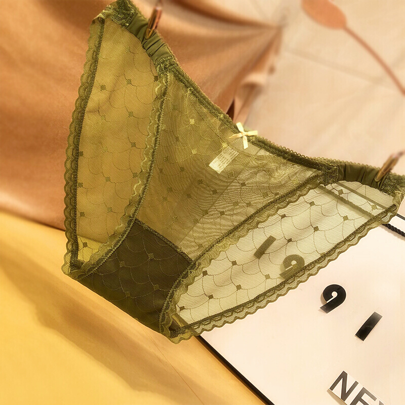 波迷娜(BOMINA)大码胖妹妹内裤蕾丝内裤女透明薄款网纱三角裤时尚无痕底裤女黑色 咖啡棕 5342&gt;丝滑镂空高端