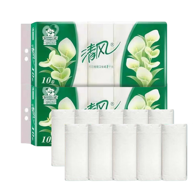 清风 无芯卷纸 100g*10卷/提 B01BLM2(单位:提)高清大图