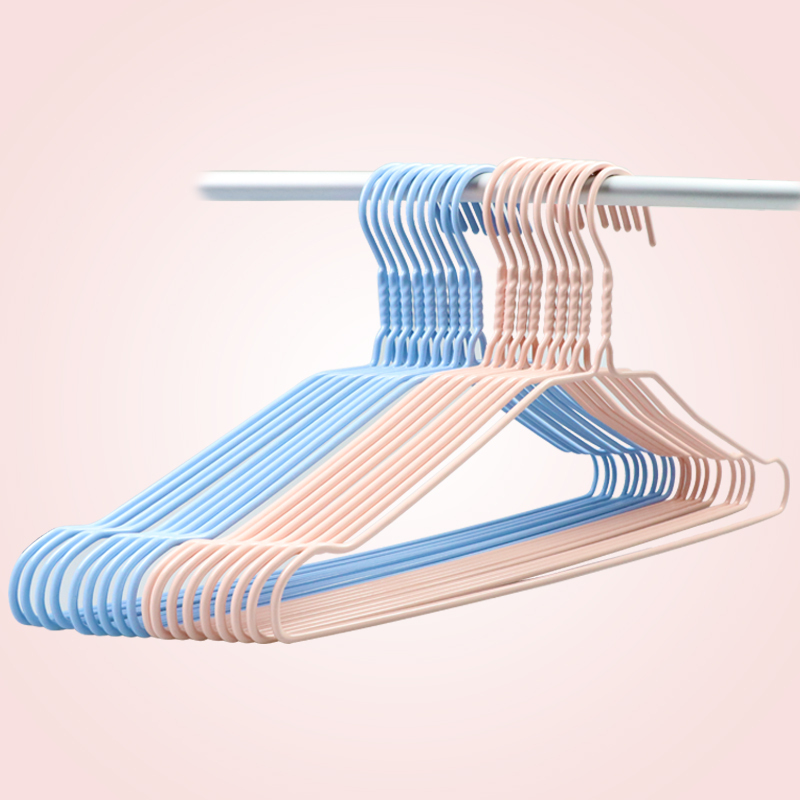 洁成衣架加粗浸塑衣架10只粉色收纳
