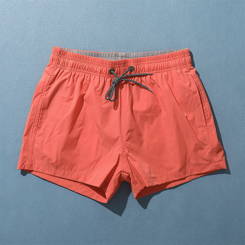 男士沙滩裤纯色速干可下水简约泳裤男生海边度假休闲游泳温泉裤视频