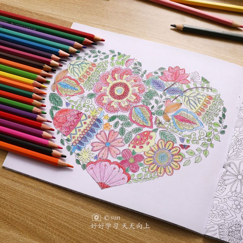 秘花园时间旅程手绘涂色填色书儿童涂色书成人减压画册秘密花园神秘