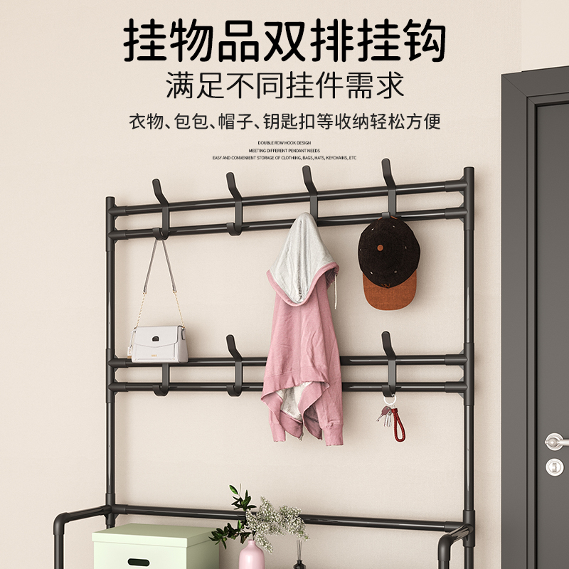 [补贴10%]鞋架家用门口多层新款2024简易出租房用子门后衣帽架一体铁艺高清大图