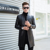 举翼王子2024海宁秋冬真皮皮衣男中长款修身青年韩版绵羊皮风衣立领外套_710