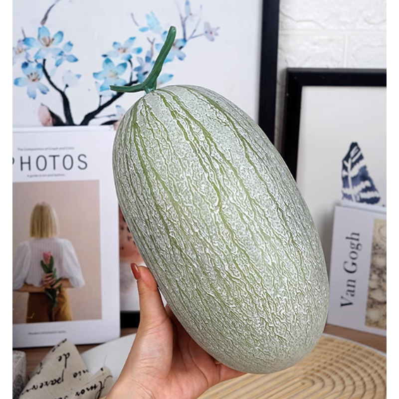 “仿真大号水果蔬菜模型假大草莓南瓜辣椒桃橙子哈蜜瓜摄影装饰道具 颜色分类:泡沫绿色哈密瓜”高清大图