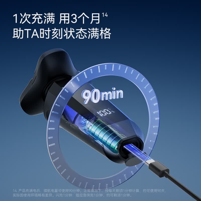 小适 智能感应电动剃须刀 旋转式到头 快充刮胡刀F309