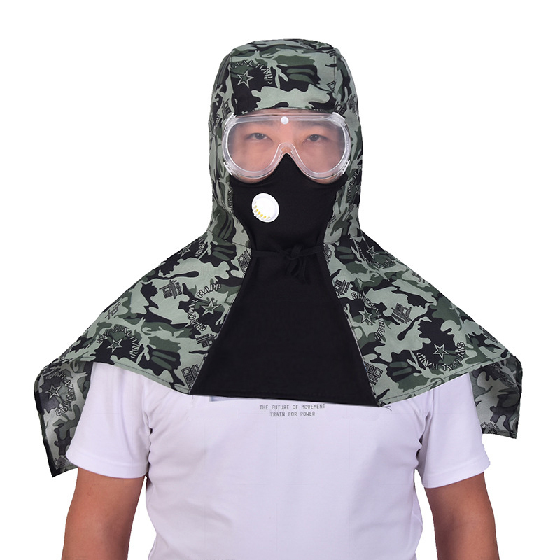 龙云天盾防尘帽升级大护目镜披肩防尘帽防雾头套男女防晒劳保透气面罩 加长口罩