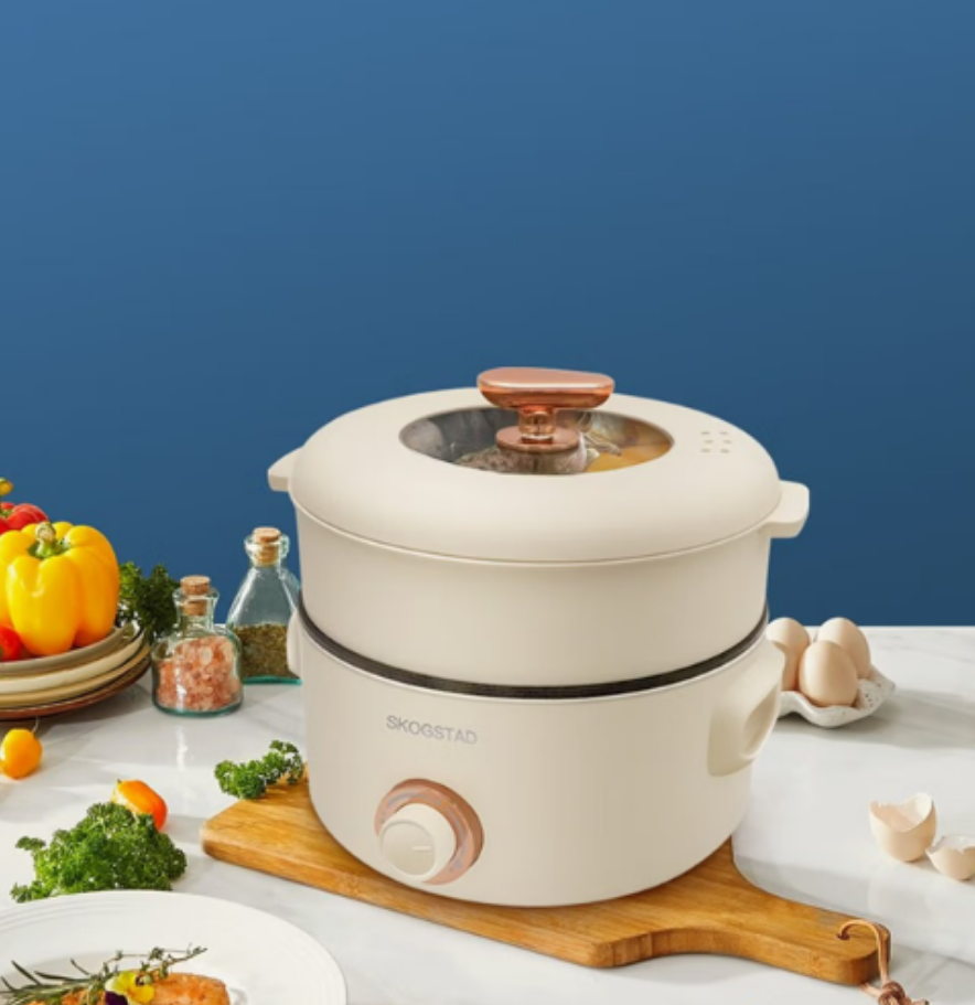 思嘉思达1360瓦强劲加热铝合金不粘内锅3.5升大容量旋钮控制花漾涮煮蒸火锅SKD-G0105