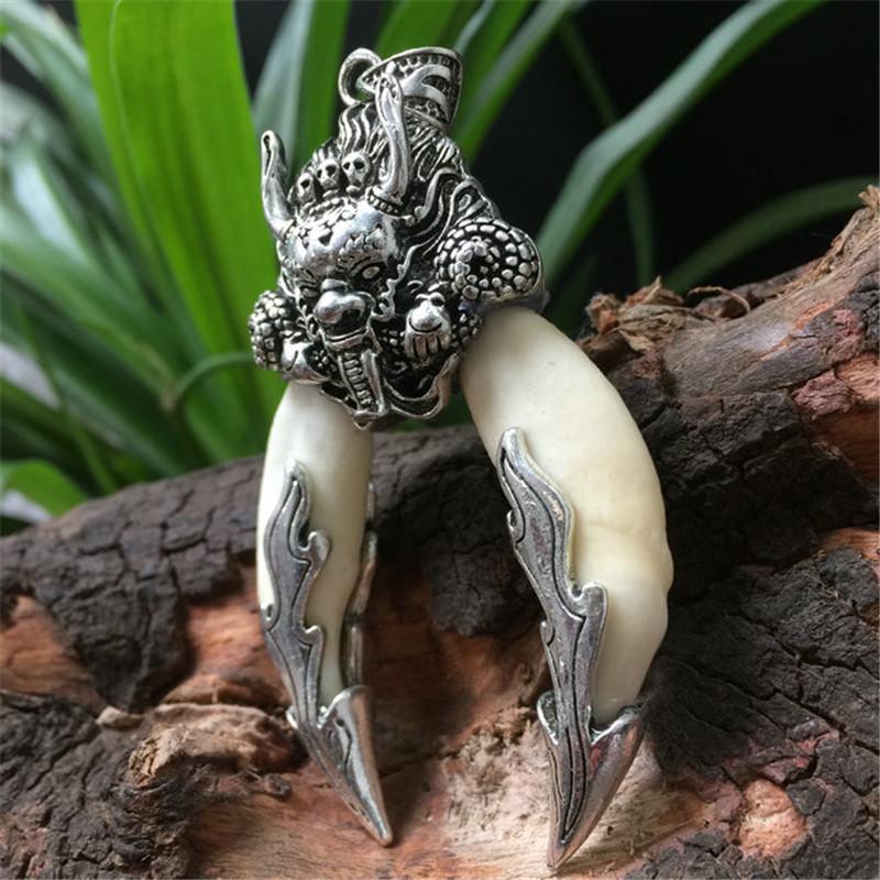 狼头镶嵌坠狼牙形挂件霸气男女款锁骨链颈链坠饰送女朋友七夕情人节