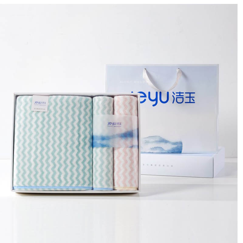洁玉 欧洛2毛1浴巾三套巾礼盒34cm*76cm高清大图