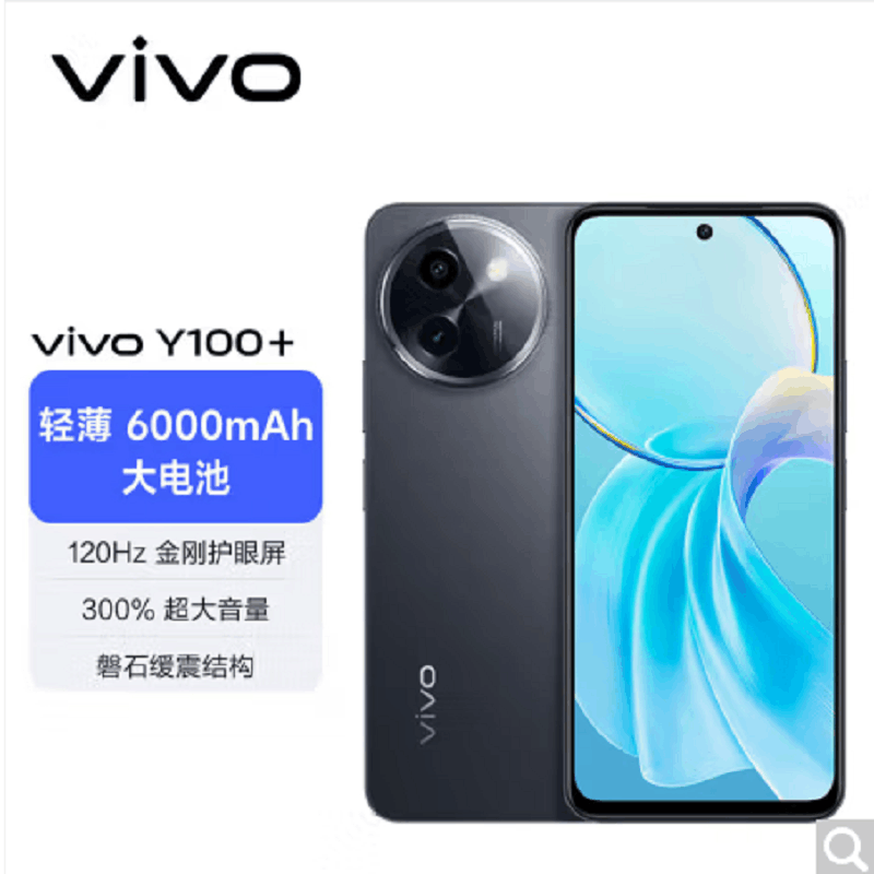 vivo Y100+ 静谧黑 12GB+256GB 第二代骁龙4芯 5G芯 6000mAh电池 44W充电 5000万OIS光学防抖 44W超快闪充 5G 快充 拍照 Y100图片