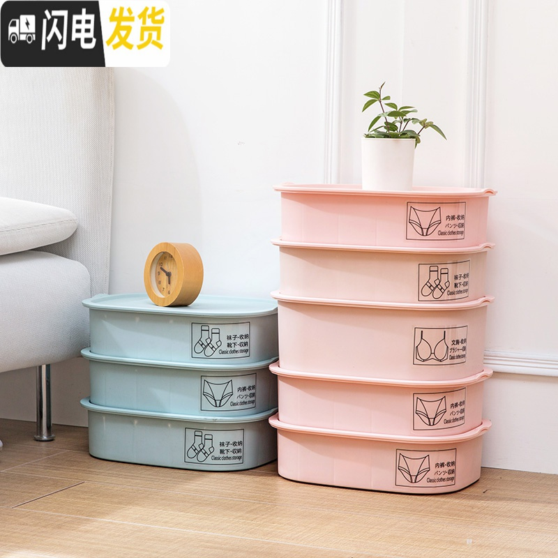 三维工匠分格内衣收纳盒有盖内裤盒子袜子收纳格家用塑料文胸内衣裤整理盒