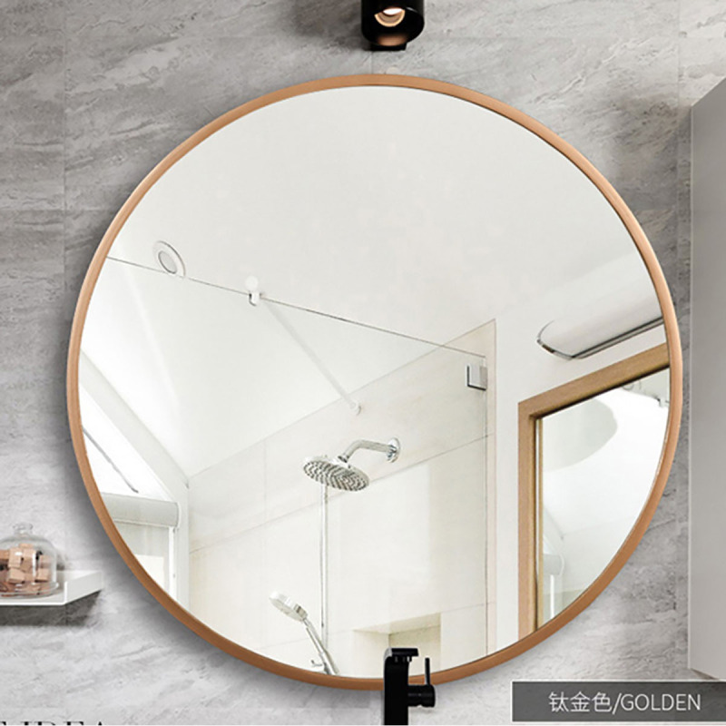 圆形浴室镜子装饰镜金属边框壁挂浴室镜