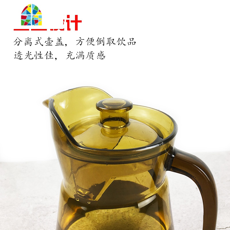 亚克力扎壶 果汁壶塑料pc冷水凉水壶餐厅酒吧ktv饮料壶可高温防摔 FENGHOU 1100ML八角壶茶色高清大图