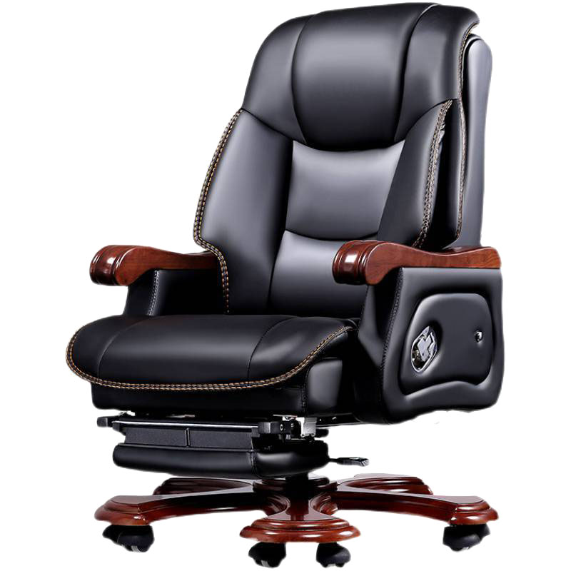 戴劲 老板椅商务总裁椅办公室大班椅可躺10轮电脑椅 进口牛皮+搁脚高清大图